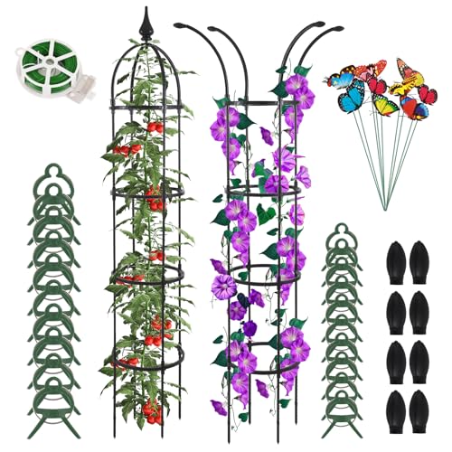 WellSign 2Pack 6.6ft Obelisk Trellis for Climbing Plants Outdoor Indoor - size: Metal-6.6ft-2PK