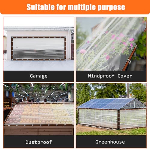 6.6x13FT Heavy Duty Clear Waterproof Tarp,Outdoor Garden Rainproof Covering - size: 6.6 x 13 FT