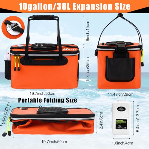 2 Pcs Fishing Bucket and Live Bait Aerator - color: Orange