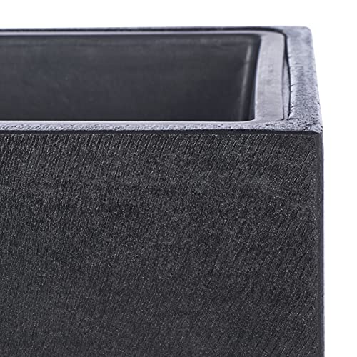 SAFAVIEH Outdoor - Larlen Black Concrete Ficonstone Planter Pot, Frost Resistant Modern Cube Planter for Patio, Deck, Garden, No Drainage, 12.9" W x 12.9" D x 12.9" H (PAT1520A)