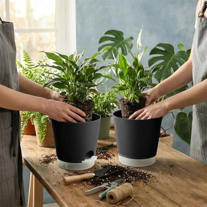 GARDIFE 2026 Upgraded Self Watering Plant Pots with Drainage Hole, 7/6.5/6/5.5/5/4 Inch Flower Planting Containers for House Plants, African Violet, Flowers, Cactus (Black, 7+6.5+6+5.5+5+4 inch) - color: 7-black-upgraded, size: 7+6.5+6+5.5+5+4 inch