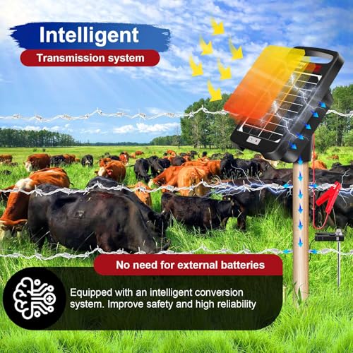 10 Miles Solar Powered Electric Fence Charger, 0.18J Portable for Livestock - size: 10M 0.18J