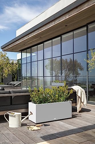 Veradek Block Series Long Box Planter - Rectangular Outdoor Planter - color: White, size: Large