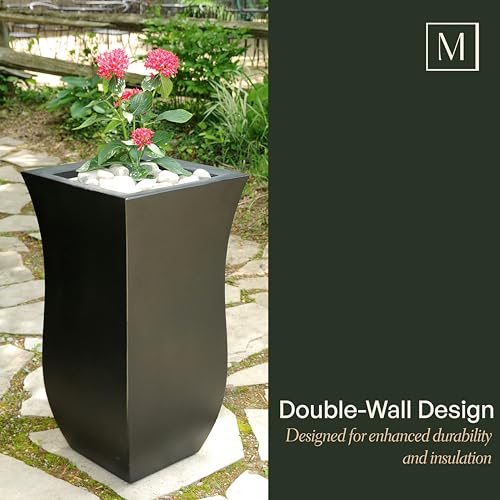 Mayne Valencia 30in Tall Planter - Neptune Blue - 16in x 16in x 30in - with Removable Plug, Polyethylene (5874-NB) - color: Neptune Blue