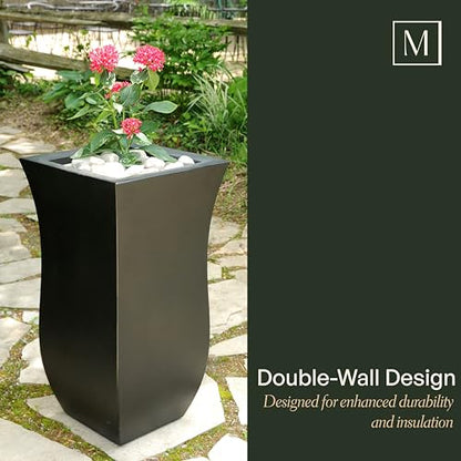 Mayne Valencia 30in Tall Planter - Neptune Blue - 16in x 16in x 30in - with Removable Plug, Polyethylene (5874-NB) - color: Neptune Blue