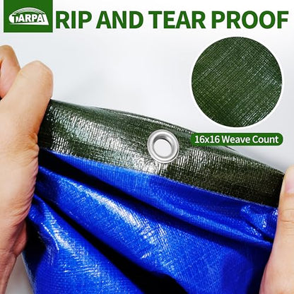 TARPAL 10x30ft Large Tarp Waterproof 16mil Heavy Duty Tarp,Green/Blue tarp - color: Green/Blue, size: 10x30 Feet-Finished size