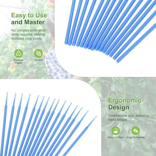 M METERXITY 100-Pack Pollinator Brush, 0.1inch/2.5mm Plastic Vegetable Pollinator Pen Manual Pollination Tool for Gardening/Greenhouse/Hydroponic Plants/Flower [Dark Blue] - color: Dark Blue, size: 0.1inch/2.5mm