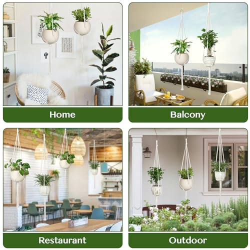 AOMGD 6 Pack Macrame Plant Hanger Indoor Hanging Planters, 43", Ivory