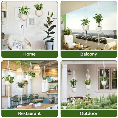 AOMGD 6 Pack Macrame Plant Hanger Indoor Hanging Planters, 43", Ivory