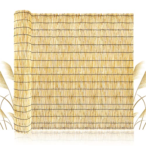 ZNCMRR Reed Fencing Rolls Natural Bamboo Fence 4 Feet High Privacy Screen Curtains Fence for Balcony Patio Garden Backyard Shades Outdoor 4FT X 16.4FT （Yellow） - color: 4X16.4 FT Yellow, size: 4X16.4 FT