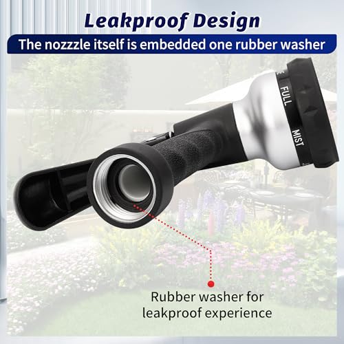 AUTOMAN-Garden-Hose-Nozzle, 2 Pack ABS Water Spray Nozzle, 7 Adjustable Watering Patterns, Slip Resistant for Watering Plants, Lawn& Garden, Washing Car, Showering Pets & Outdoor Fun.Silver Color - color: Silver