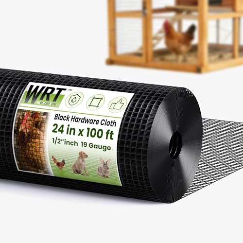 1/2" Hardware Cloth, 24 in x 100 ft, 19 Gauge Black PVC Coated Welded Mesh - size: 1/2inch 24"x100'
