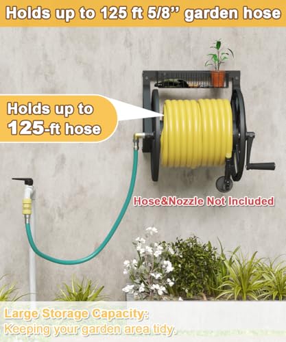 Artigarden Triangle Wall Mounted Garden Hose Reel Outdoor Hose Holder Black - color: Black