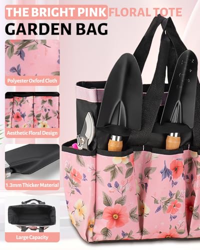 5 Piece Pink Gardening Tool Set for Women - style: 5-Piece Pink With Bag