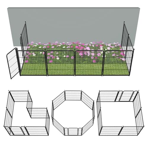 FXW No Dig Garden Fence, Outdoor for Yard, 32in(H) x 18.2ft(L), 8 Panels - color: Black, size: 32"H