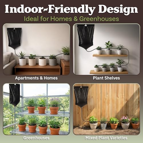 Automatic Plant Waterer Indoor Drip Irrigation System with 2.77Gal Water Bag and 7 Adjustable Drippers for Potted Houseplants, Balcony, or Vacation - Indoor Plant Watering Devices by Pure Garden
