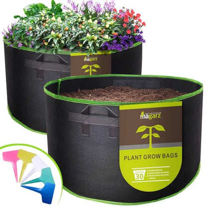2-Pack 30 Gallon Fabric Flower Pots Garden Felt Grow Bags with Handle (Black) - size: 30 Gallon 2 pack