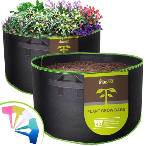 2-Pack 30 Gallon Fabric Flower Pots Garden Felt Grow Bags with Handle (Black) - size: 30 Gallon 2 pack