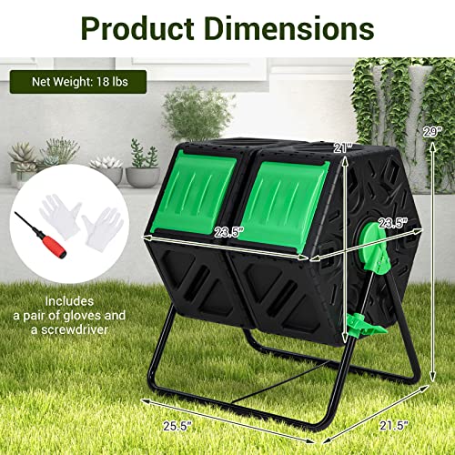 IRONMAX 34.5 Gallon Outdoor Dual Chamber Compost Tumbler