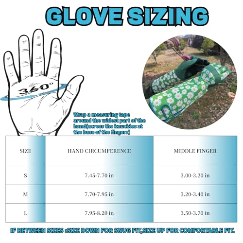 Thornproof Rose&Cactus Gardening Gloves,Gauntlet Garden Glove,Gifts - color: Green Daisy, size: Large