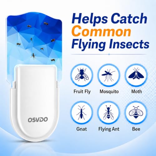 Fruit Fly Traps for Indoor (2 Devices and 12 Glue Cards) 400 Sq Ft Coverage