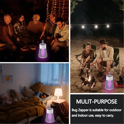 Electric Fly Zapper, Powerful Mosquito Killer with 365nm Light, Hanging Insect Zapper for Moths, Gnats, Flies, Indoor Outdoor Portable Bug Trap for Garden Party Camping Patio