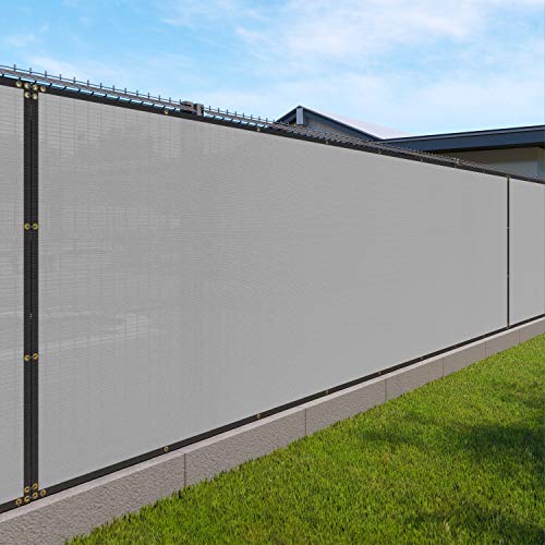 Windscreen4less Privacy Fence Screen Heavy Duty Windscreen Fencing Mesh Fabric Shade Net Cover with Brass Grommtes for Outdoor Wall Garden Yard Pool Deck, 6'x1' Light Gray - color: Light Gray, size: 6' x 1'
