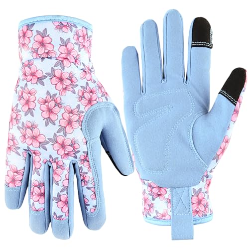 Cute Garden Gloves for Women Gift,Heavy Duty Gardening Gloves - color: Blue