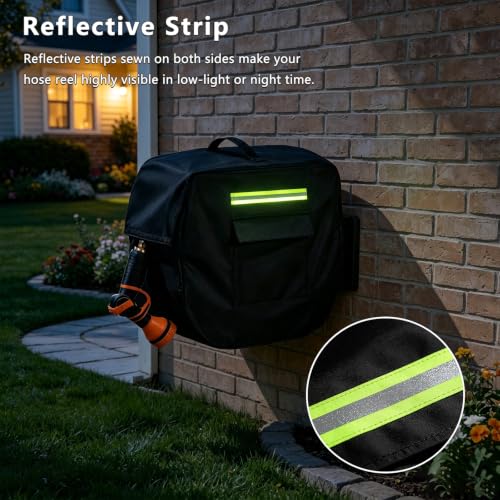 Retractable Garden Hose Reel Cover with Plush Lining, Heavy Duty 100% Waterproof Outdoor Wall Mounted Garden Hose Reel Cover with Side Pocket - 20.9" W x 11.4" D x 18.9" H (Cover Only) - color: Black#1, size: 20.9" W x 11.4" D x 18.9" H