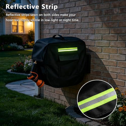 Retractable Garden Hose Reel Cover with Plush Lining, Heavy Duty 100% Waterproof Outdoor Wall Mounted Garden Hose Reel Cover with Side Pocket - 20.9" W x 11.4" D x 18.9" H (Cover Only) - color: Black#1, size: 20.9" W x 11.4" D x 18.9" H