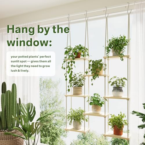 Window Plant Shelves Hanging Rack for Indoor Home Decor, 8-Tier