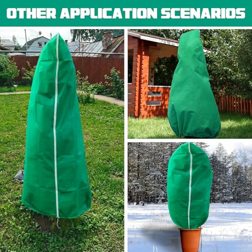 5.9 X 4.6Ft Plant Freeze Protection Cover, Plant Covers for Winter Outdoor Plants with Drawstring and Zipper, Winter Plant Covers Freeze Pprotection for Protect Trees Shrubs from Cold Frost(Green) - color: green-180