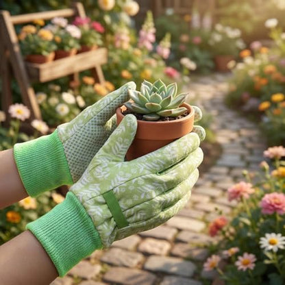 Women's Gardening Gloves Weeding and Thorn Resistant Work Gloves for Digging Planting Pruning Raking-Grown - color: Green-2