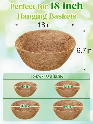 ANPHSIN 4Pcs 18inch Coconut Liners for Hanging Baskets Planters - size: 18in