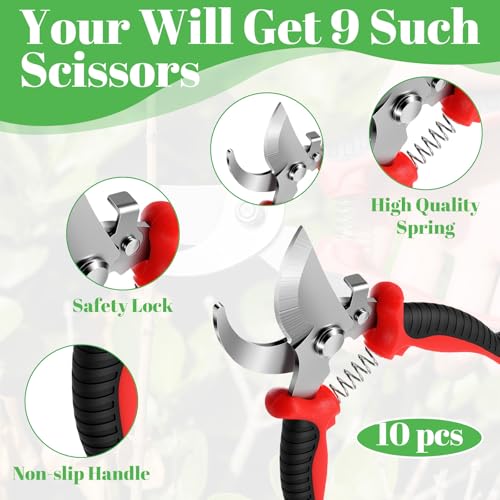 10 Pcs Garden Shears Pruning Garden Clippers Bulk Bypass Pruner Heavy Duty for Gardening Hedge Plant Cutting Flower Scissors for Rose, Tree Trimming & weak Hand, Heavy Duty Pruning Scissor