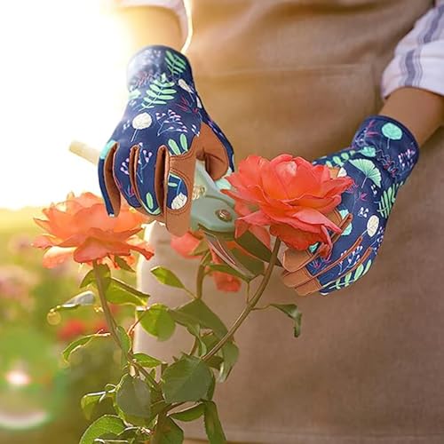 Women's Leather Gardening Gloves, Breathable Thorn-Proof Yard Work Gloves for Digging&Planting - size: Medium