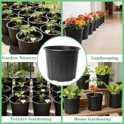 60-Pack 2 Gallon Flexible Plastic Plant Pots with 50Pcs Plant Labels,Thickened Soft Seed Starting Container for Indoor Outdoor Plants, Seedlings, Vegetables, Succulents and Cuttings - size: 2 Gallon