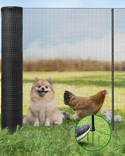 Temporary Fence with Metal Posts for Garden and Yard, 40" x 50' - size: 40"x50' Black