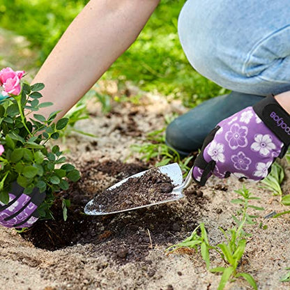 COOLJOB Medium Size Thorn Proof Garden Gloves Set for Women, Purple and Orange, 2 Pairs