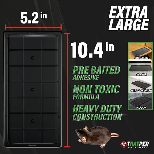 TRATPER Glue Traps for Mice,Rat,Mouse,Snake,Lizard,Insect. 10 Pack. Extra Strength,Pre-Baited Adhesive.Heavy Duty Plastic Tray.Non-Toxic,Chemical-Free Pest Control for Home. 10Pack - size: 10 Pack