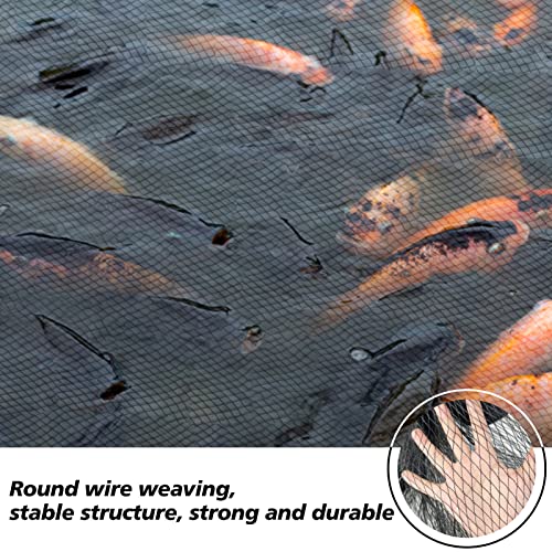 Large Pond Netting Kit 15 x 20 ft Black Heavy Duty Woven Fine Mesh Net Cover for Leaves, Koi Pond Cover, Netting for Leaves to Protects Koi Fish from Birds, Cats & Predators with 14 Stakes