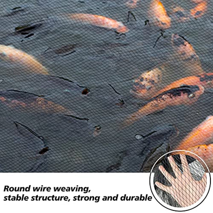 Large Pond Netting Kit 15 x 20 ft Black Heavy Duty Woven Fine Mesh Net Cover for Leaves, Koi Pond Cover, Netting for Leaves to Protects Koi Fish from Birds, Cats & Predators with 14 Stakes