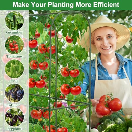Cucumber Trellis for Raised Bed 5.4x5.5ft U-Shape Adjust Metal Garden Trellis for Climbing Plants Outdoor with Climbing Net Vegetable Arch Trellises Support Plant for Tomato Pea Fruit Squash Trellises - size: 1pack 66 x 65 Inch