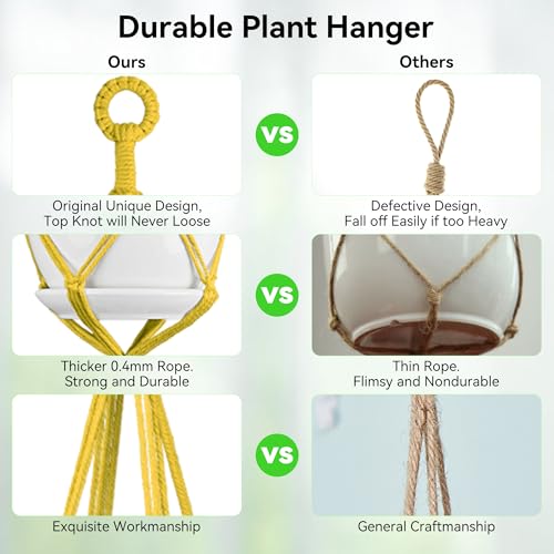 USLAI Macrame Plant Hanger, for Up to 15 Inch Pots, 35+72 Inch, Yellow - color: 72+35 Inch - Yellow