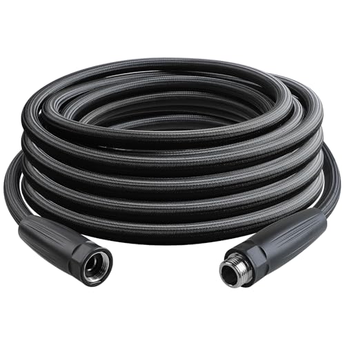 HQMPC Garden Hose 5/8"IDx30' Hose Stiff And Rigid Light Weight Durable Non Kinking Water Hose For Garden Lawn Waterring Female Brass Hose Fittings 30 FEET Black(Leight weigh arround 1 kgs)