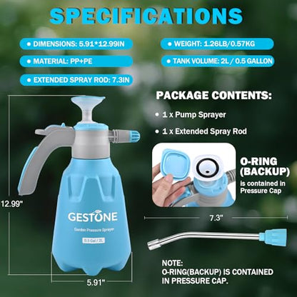 Hand Pump Sprayer 1/2 Gallon, Leak-Proof Plant Mister Spray Bottle