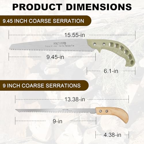 2-Pack Pruning Saw Set - 9.45" Heavy Duty Curved Blade & 9" Compact Hand Saw | SK5 Steel Blades for Tree Trimming, Wood Cutting, Camping & Gardening | Ergonomic Grip, Non-Slip
