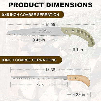 2-Pack Pruning Saw Set - 9.45" Heavy Duty Curved Blade & 9" Compact Hand Saw | SK5 Steel Blades for Tree Trimming, Wood Cutting, Camping & Gardening | Ergonomic Grip, Non-Slip