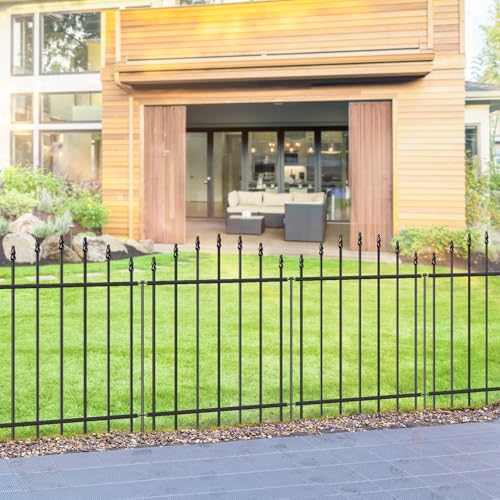 26” x 20’ No-Dig Metal Garden Fence with Stakes, Panels Fencing for Dogs - size: Roman Col 26″H x 20ft (10Panels)