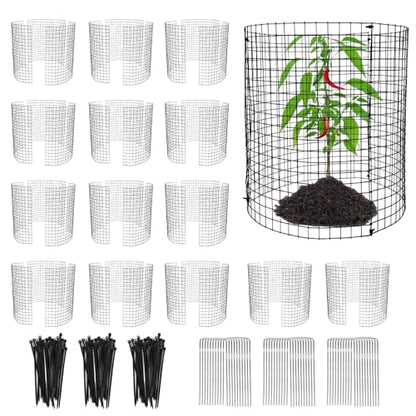 15 Pack Round Plant Protector from Animals, 12'' x 12'' Metal Plant Cages，45Pcs Metal Mesh to Keep Animals Out, Garden Protection Bunny Barricades, Wire Plant Protectors for Rabbits Chicken Duck - size: 15 Pack 12'' x 12''
